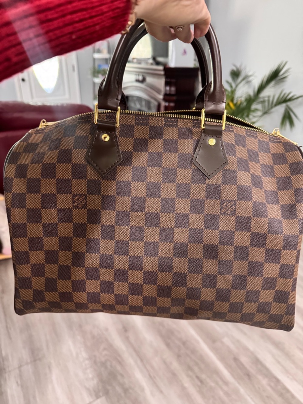 Bag Brown Satchel with Red Interior and Gold Hardware - Picture 9 of 10